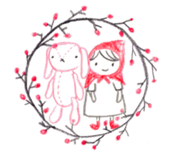 Little Red Riding Hood and pink rabbit sticker #10689704
