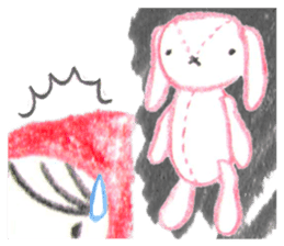 Little Red Riding Hood and pink rabbit sticker #10689720