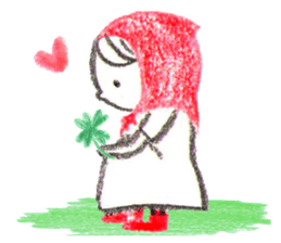 Little Red Riding Hood and pink rabbit sticker #10689723