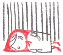 Little Red Riding Hood and pink rabbit sticker #10689733