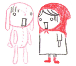 Little Red Riding Hood and pink rabbit sticker #10689736