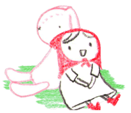 Little Red Riding Hood and pink rabbit sticker #10689743