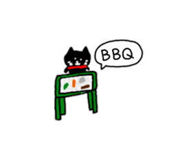 A small black cat came over sticker #10708177
