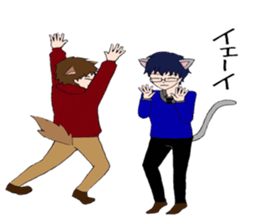 Dog and cat -based men's sticker #10714792