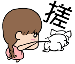 cute girl and dog sticker #10722769