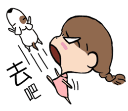 cute girl and dog sticker #10722789