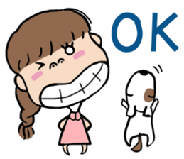cute girl and dog sticker #10722790