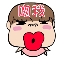 cute girl and dog sticker #10722798