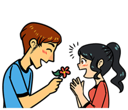 Expressive young couple sticker #10728920