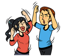 Expressive young couple sticker #10728921