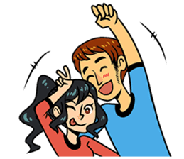 Expressive young couple sticker #10728922