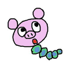 Pig caterpillar sticker #10736348