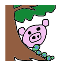Pig caterpillar sticker #10736360