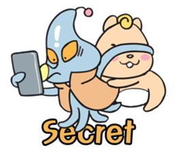 alien squid and squirrel friends sticker #10738329