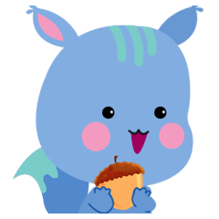 A Blue Squirrel Playing with Chessnuts