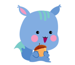 A Blue Squirrel Playing with Chessnuts sticker #10745736