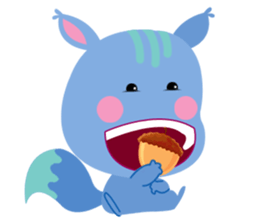 A Blue Squirrel Playing with Chessnuts sticker #10745742