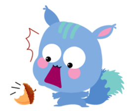 A Blue Squirrel Playing with Chessnuts sticker #10745755