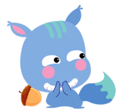 A Blue Squirrel Playing with Chessnuts sticker #10745757