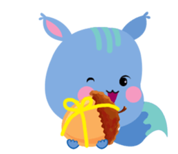 A Blue Squirrel Playing with Chessnuts sticker #10745766