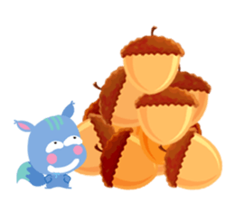 A Blue Squirrel Playing with Chessnuts sticker #10745771