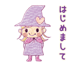 Girl's witches and cat sticker #10763504