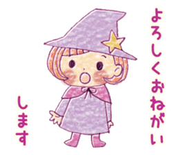 Girl's witches and cat sticker #10763505