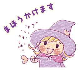 Girl's witches and cat sticker #10763506