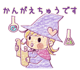 Girl's witches and cat sticker #10763510