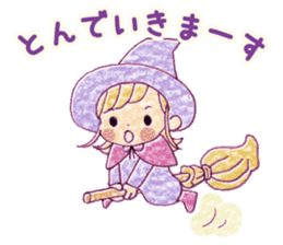 Girl's witches and cat sticker #10763521