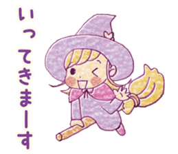Girl's witches and cat sticker #10763525