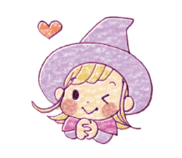 Girl's witches and cat sticker #10763527
