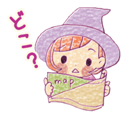 Girl's witches and cat sticker #10763539