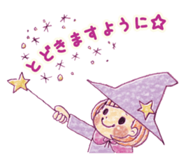 Girl's witches and cat sticker #10763542