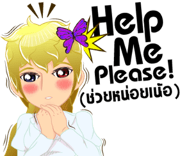 Cartoon lady cute language Thai/eng sticker #10796302