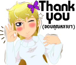 Cartoon lady cute language Thai/eng sticker #10796303