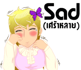 Cartoon lady cute language Thai/eng sticker #10796304