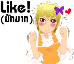 Cartoon lady cute language Thai/eng sticker #10796327