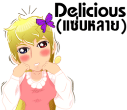 Cartoon lady cute language Thai/eng sticker #10796331