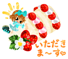 Sticker of strawberry and little people sticker #10800357