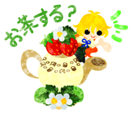 Sticker of strawberry and little people sticker #10800361