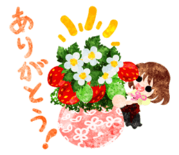 Sticker of strawberry and little people sticker #10800362