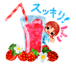 Sticker of strawberry and little people sticker #10800363