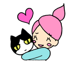 A surly cat and a girl sticker #10848307