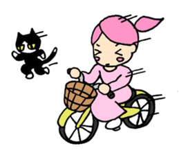 A surly cat and a girl sticker #10848315