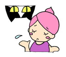 A surly cat and a girl sticker #10848330