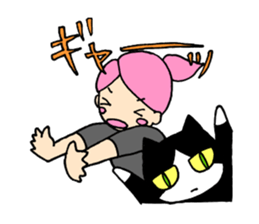 A surly cat and a girl sticker #10848332