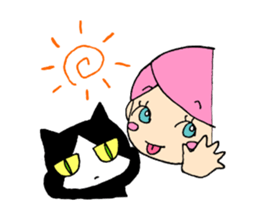 A surly cat and a girl sticker #10848341