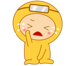 Yellow dress diving people-Pabe 1 sticker #10854404