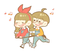 Boy and girl in an overall sticker #10857118